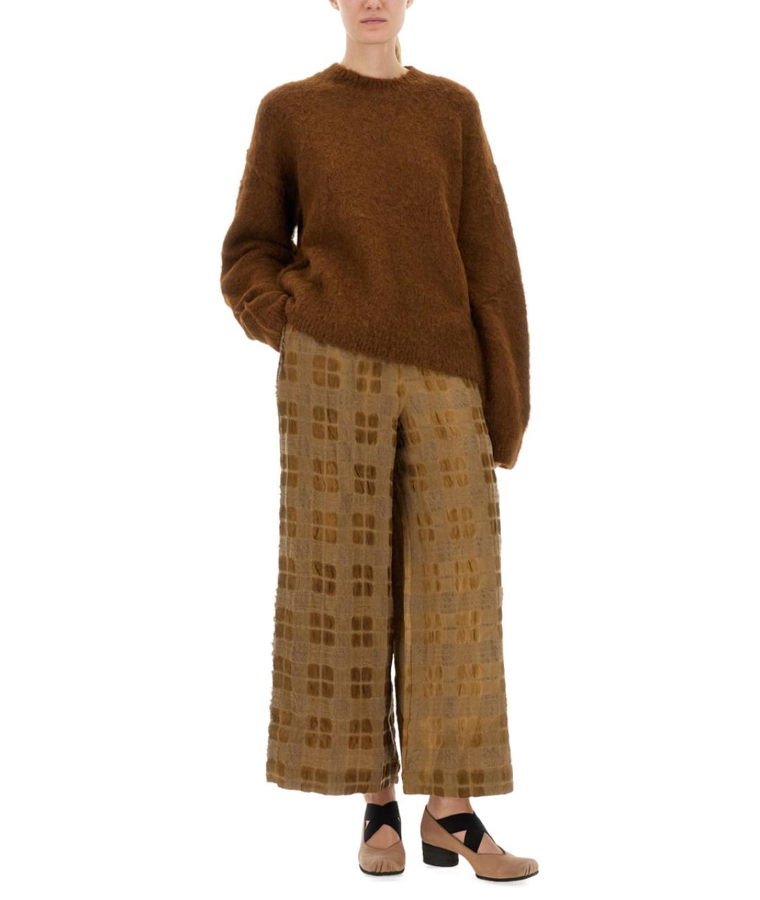 UMA WANG Бежевые вискозные прямые брюки, фото 2