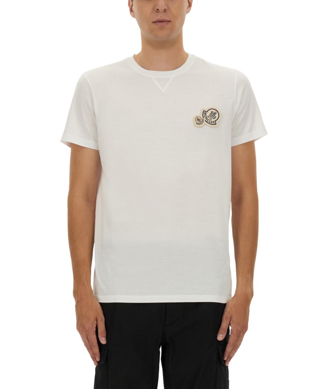 MONCLER Белая хлопковая футболка, фото 4