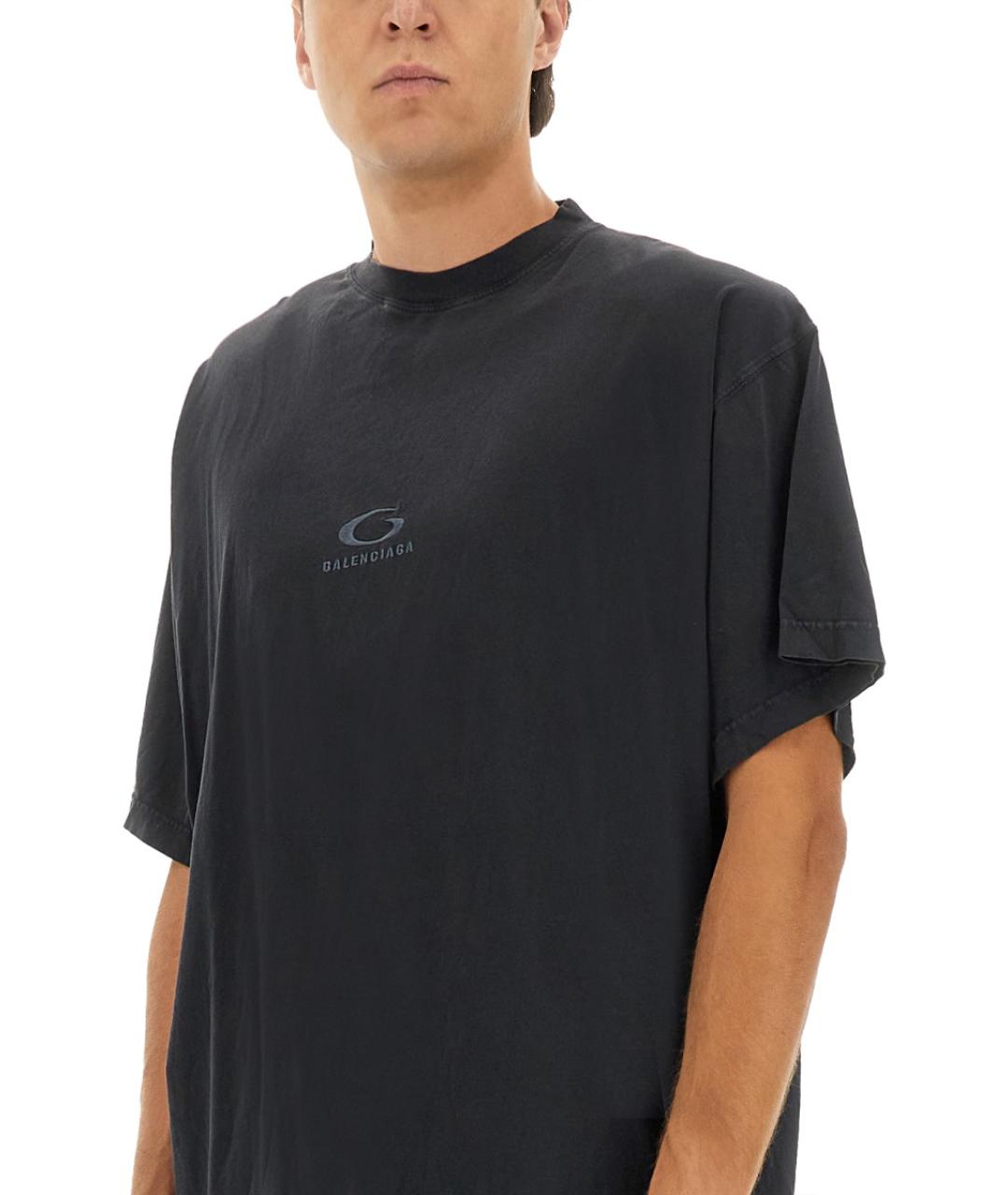 BALENCIAGA Антрацитовая хлопковая футболка, фото 5