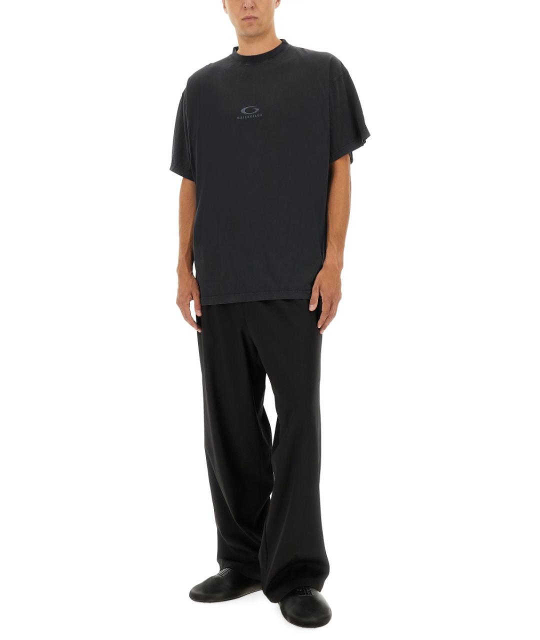 BALENCIAGA Антрацитовая хлопковая футболка, фото 3