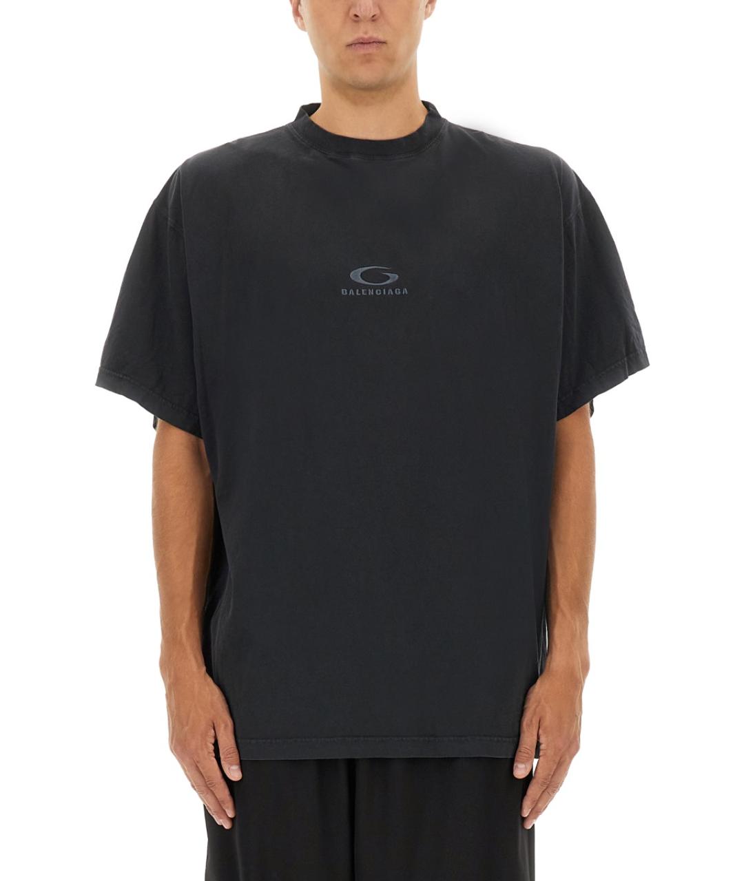 BALENCIAGA Антрацитовая хлопковая футболка, фото 2