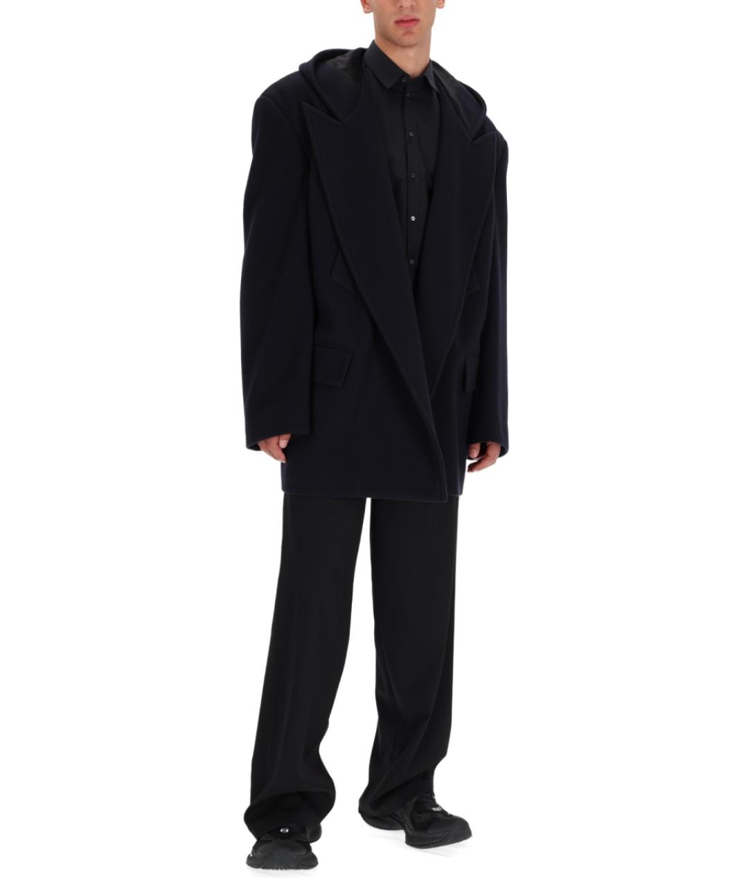 BALENCIAGA Темно-синее шерстяное пальто, фото 3