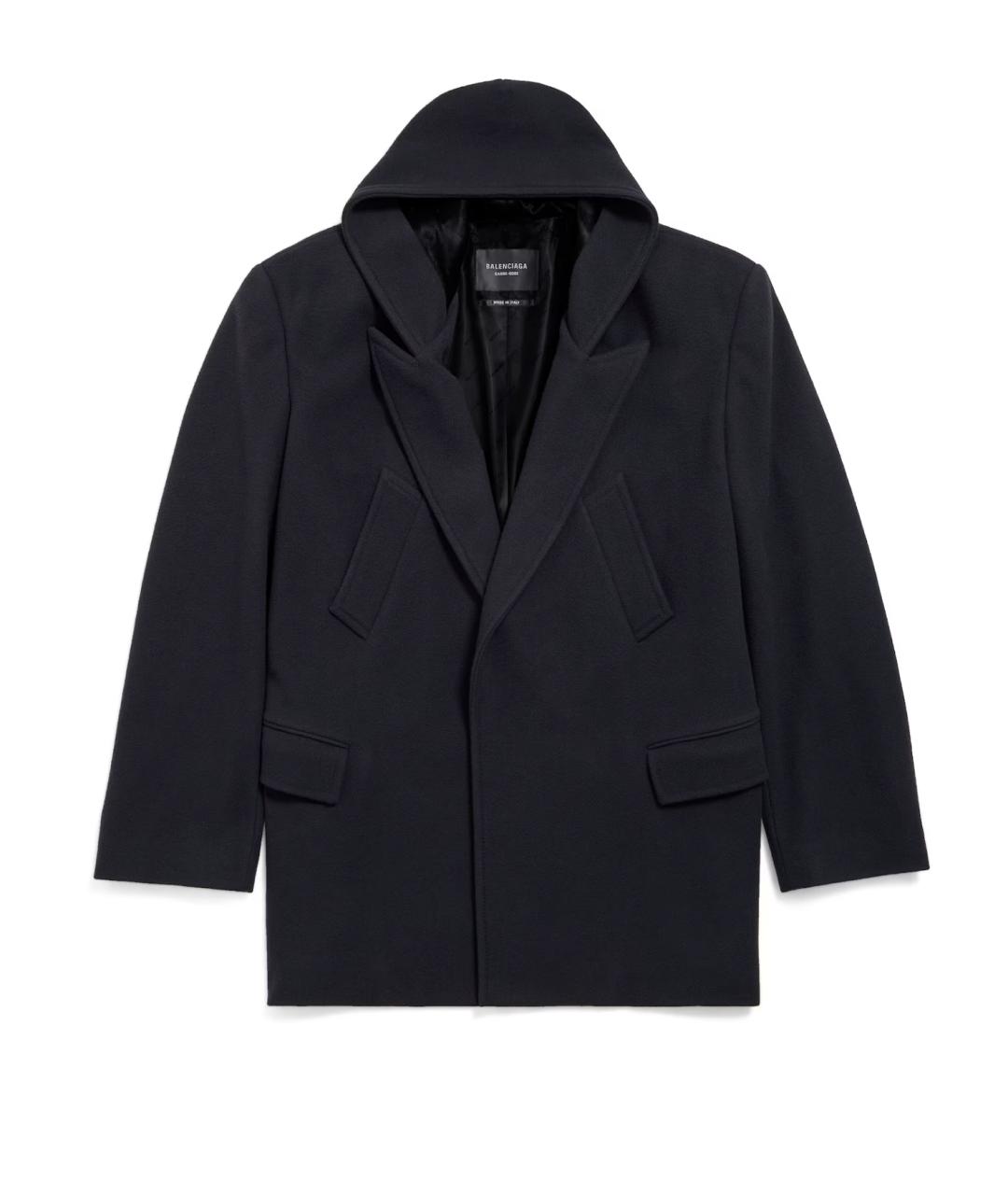 BALENCIAGA Темно-синее шерстяное пальто, фото 1