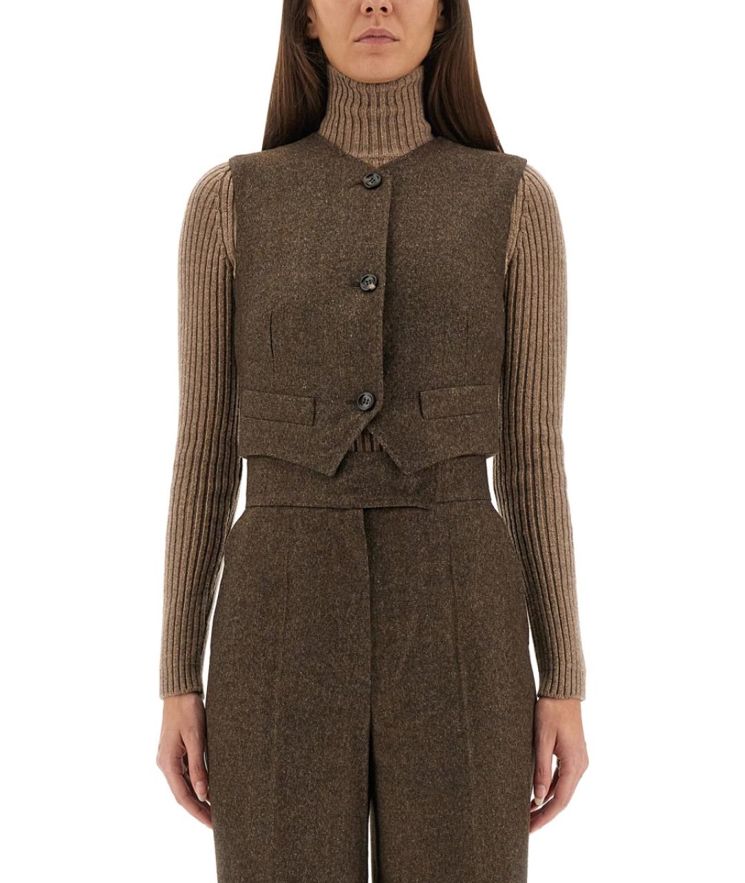 MAX MARA Коричневый шерстяной жилет, фото 2