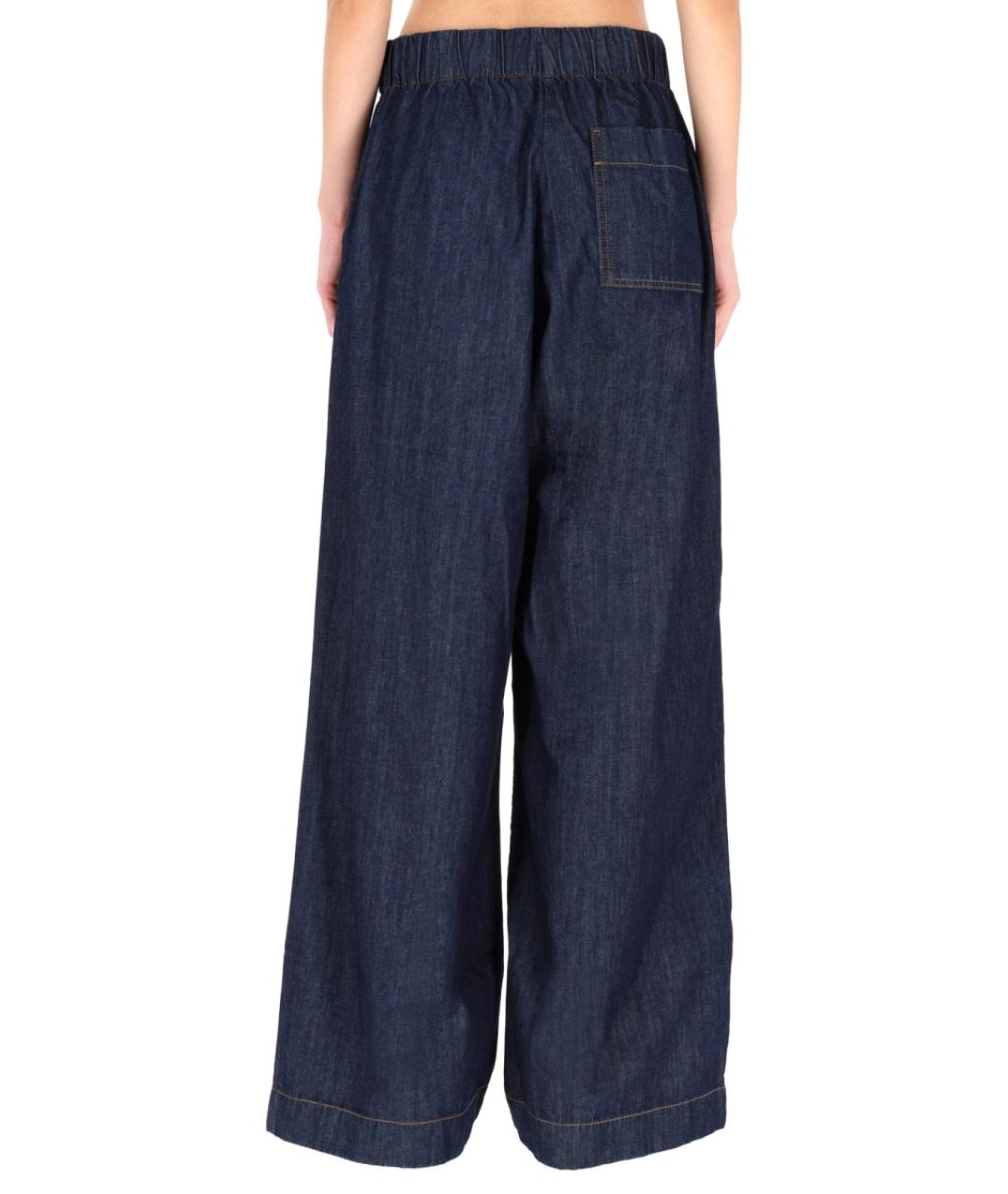 DRIES VAN NOTEN Синие хлопковые прямые брюки, фото 4