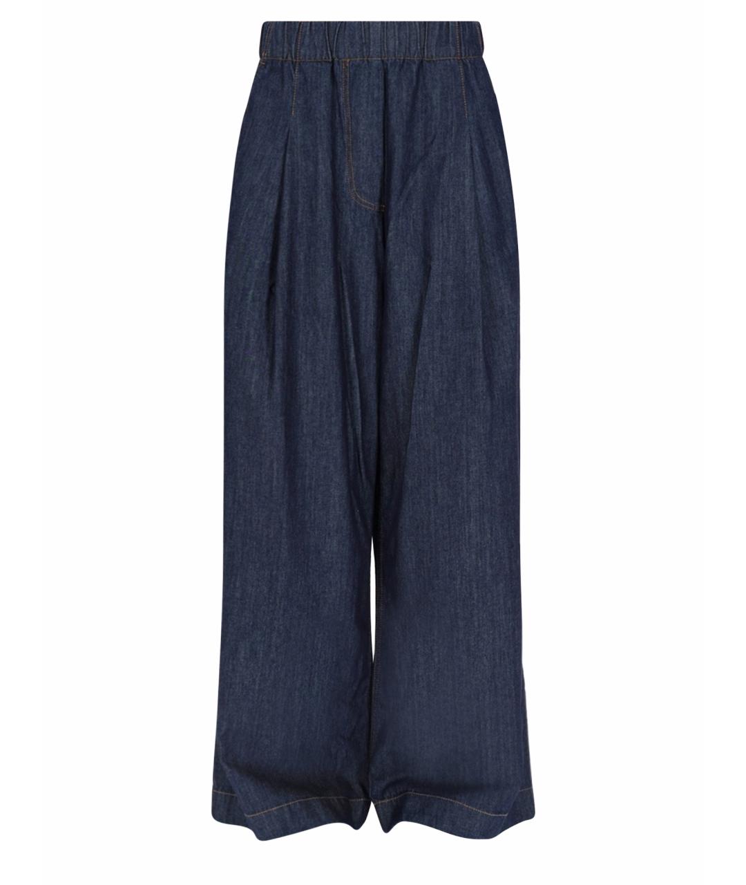 DRIES VAN NOTEN Синие хлопковые прямые брюки, фото 1