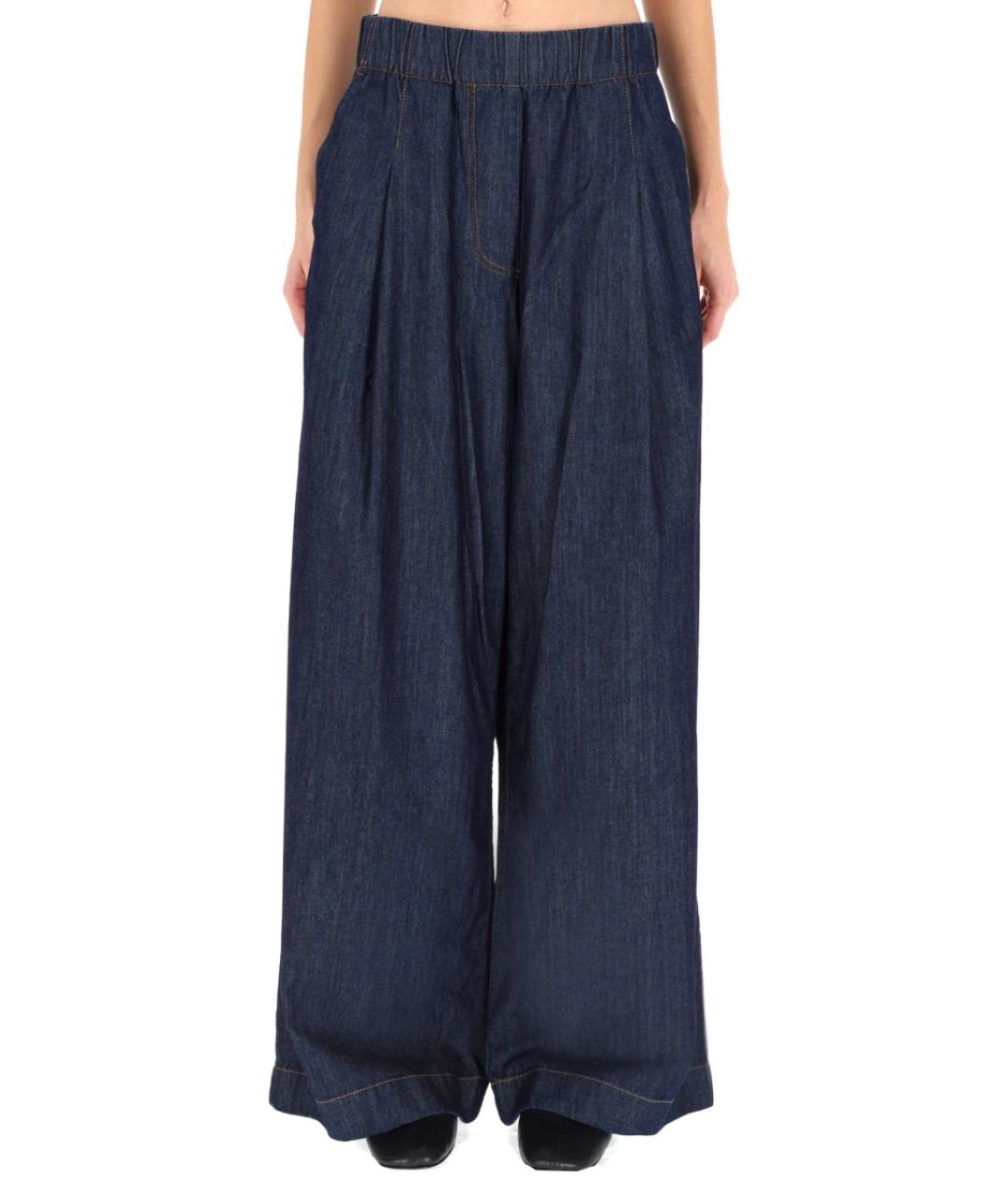 DRIES VAN NOTEN Синие хлопковые прямые брюки, фото 5