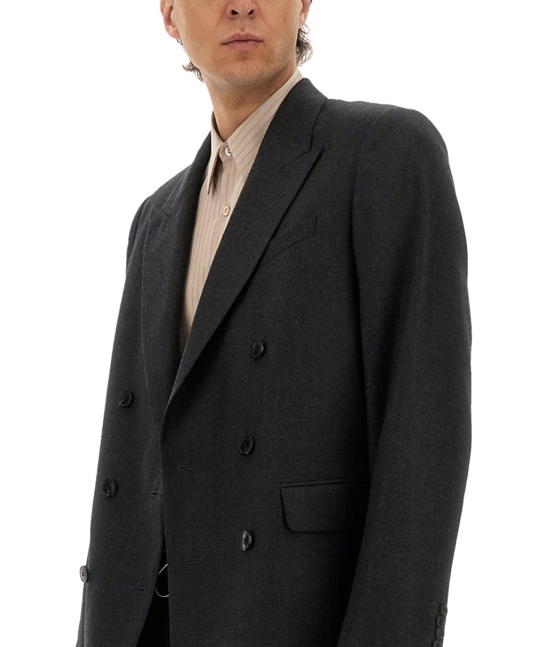 DRIES VAN NOTEN Серый шерстяной пиджак, фото 4