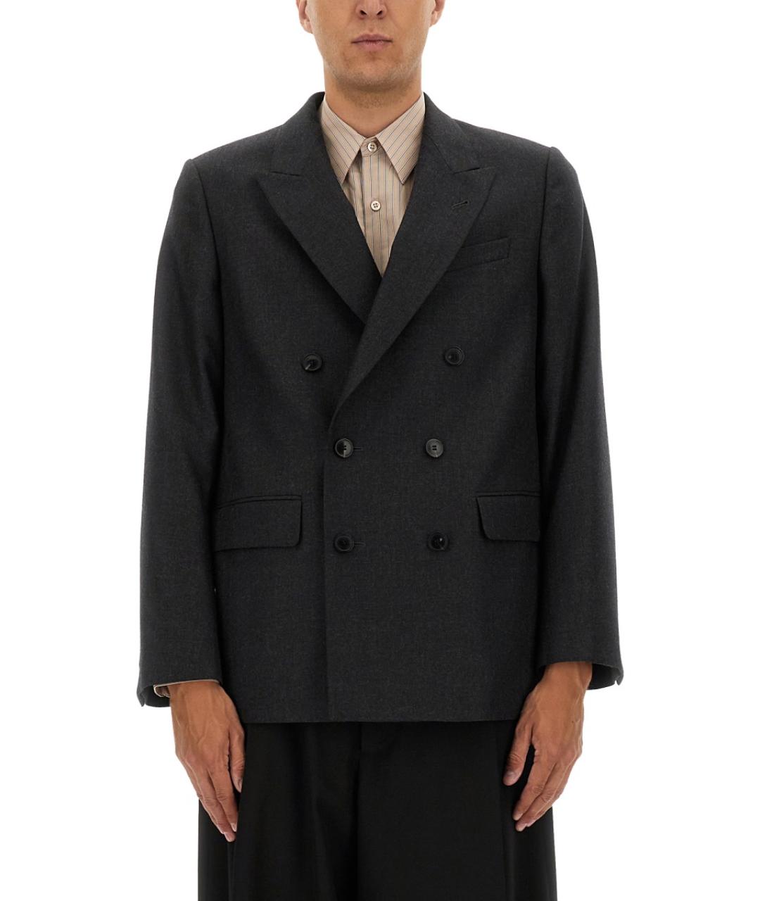 DRIES VAN NOTEN Серый шерстяной пиджак, фото 5