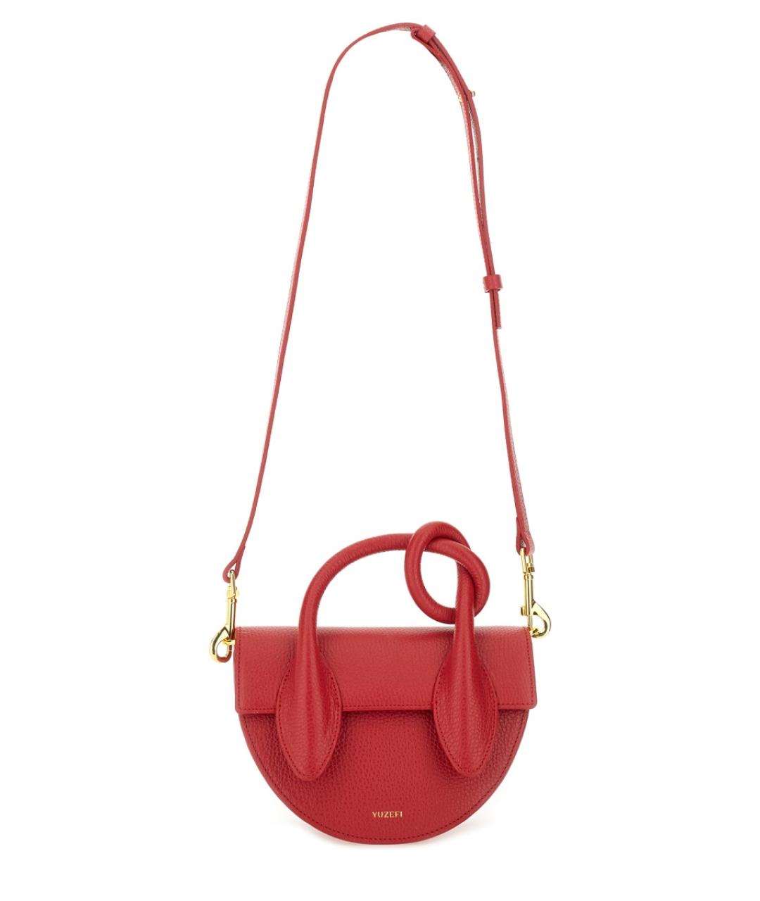 YUZEFI Красная кожаная сумка с короткими ручками, фото 2