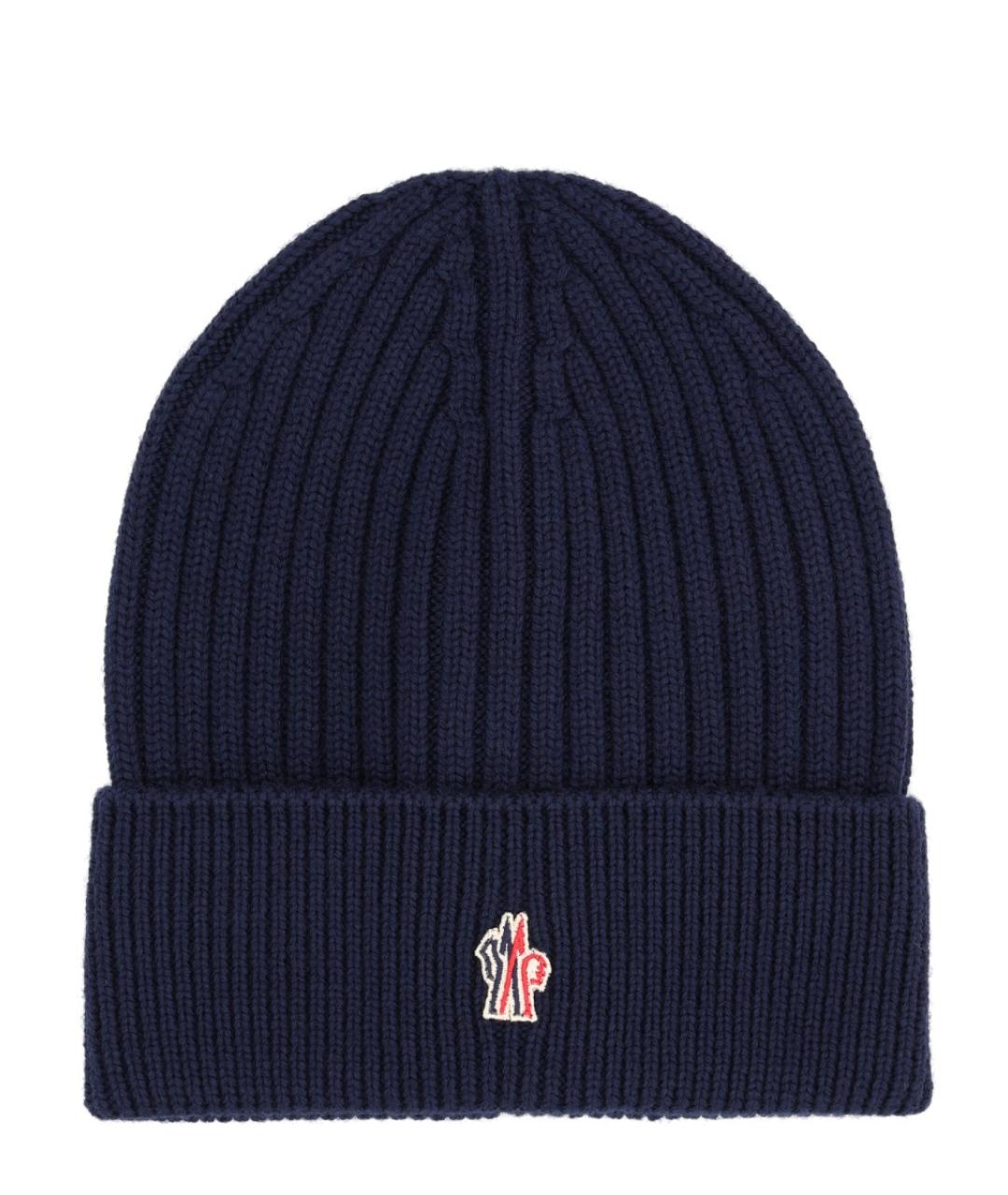 MONCLER GRENOBLE Синяя шерстяная шапка, фото 1