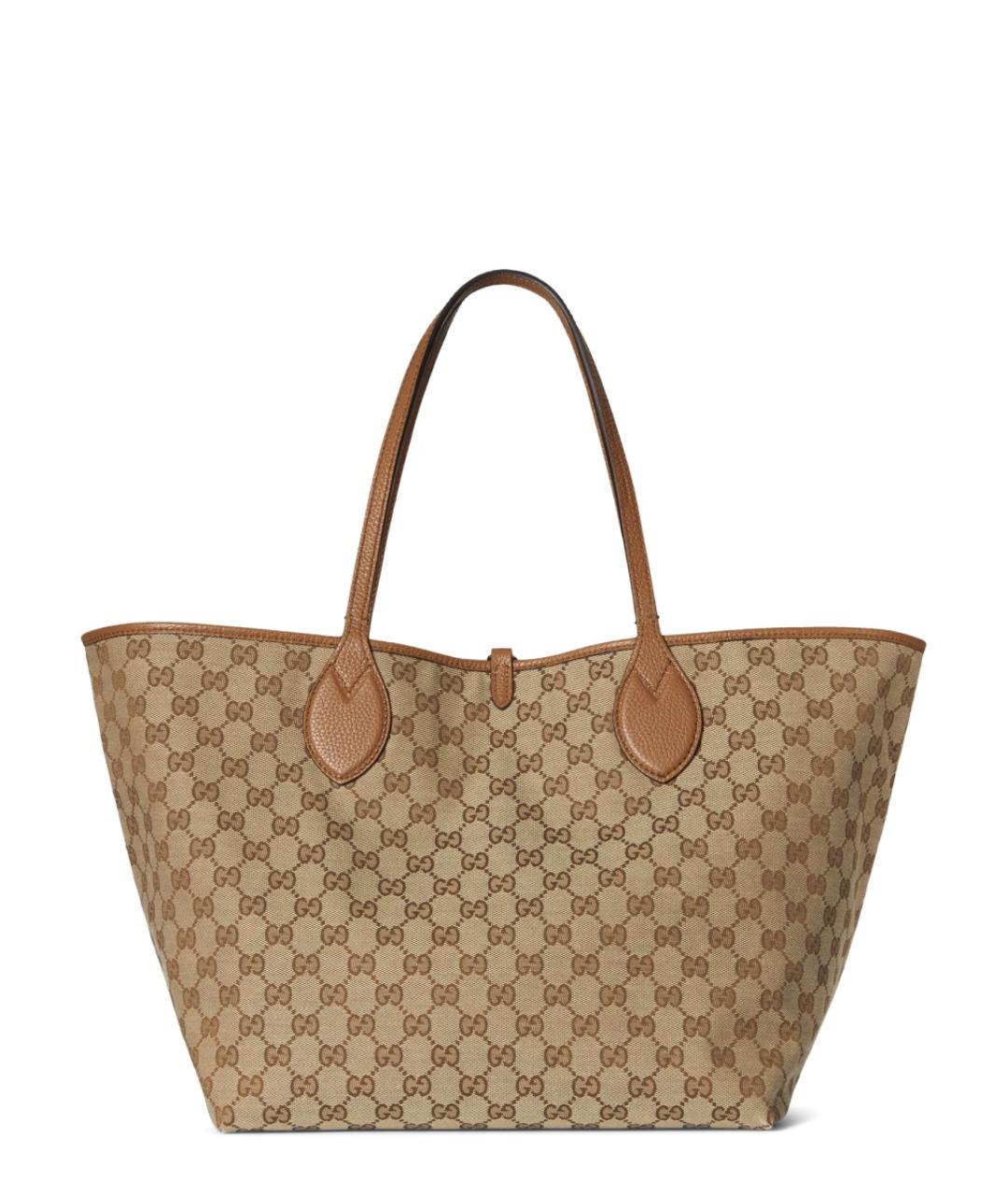 GUCCI Бежевая кожаная сумка тоут, фото 2