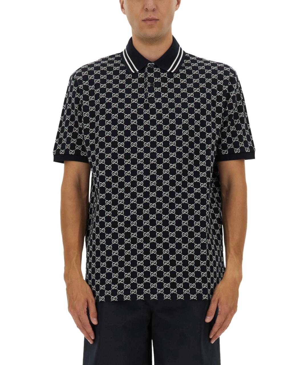 GUCCI Синее хлопковое поло с коротким рукавом, фото 5