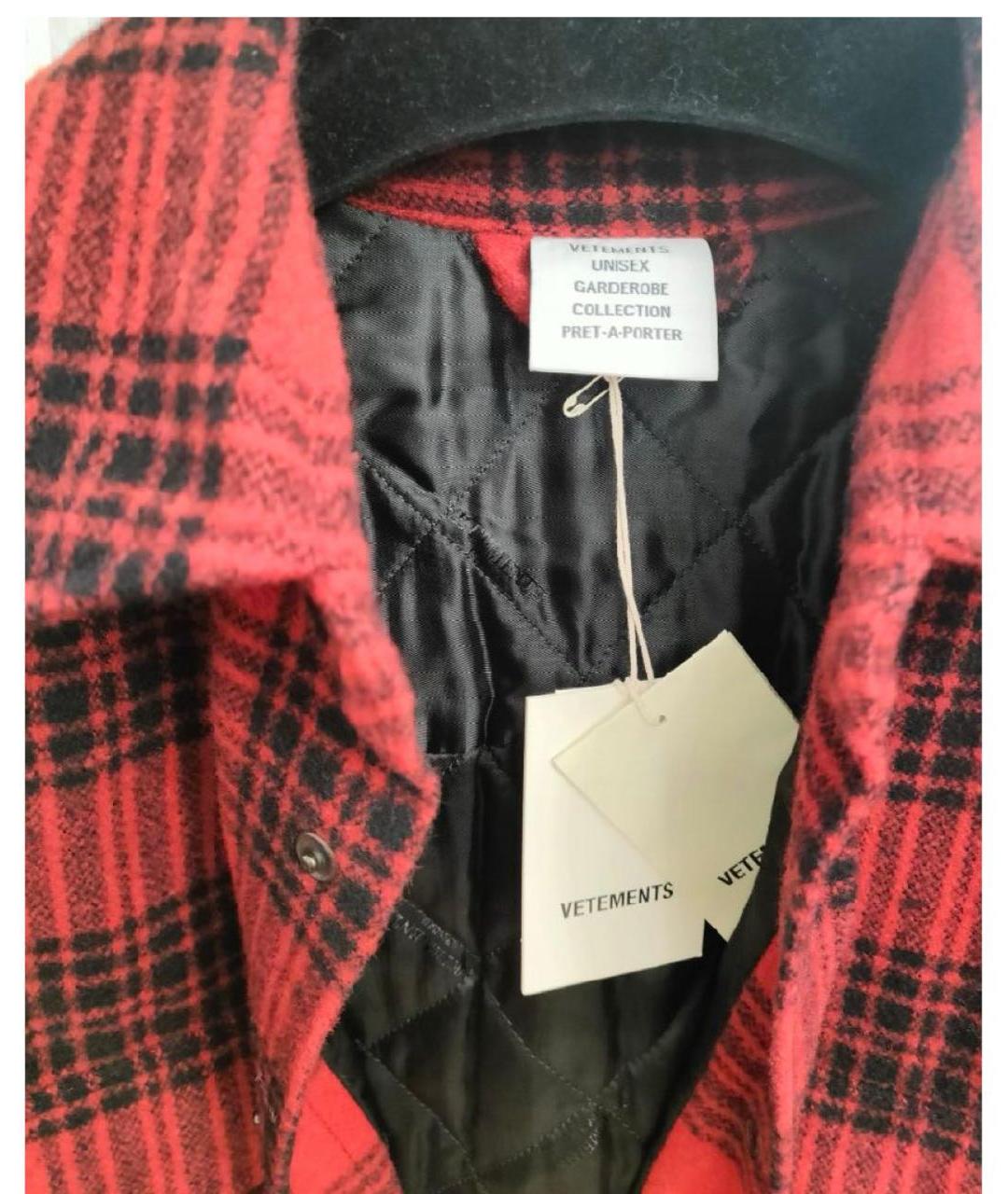 VETEMENTS Красная шерстяная кэжуал рубашка, фото 3
