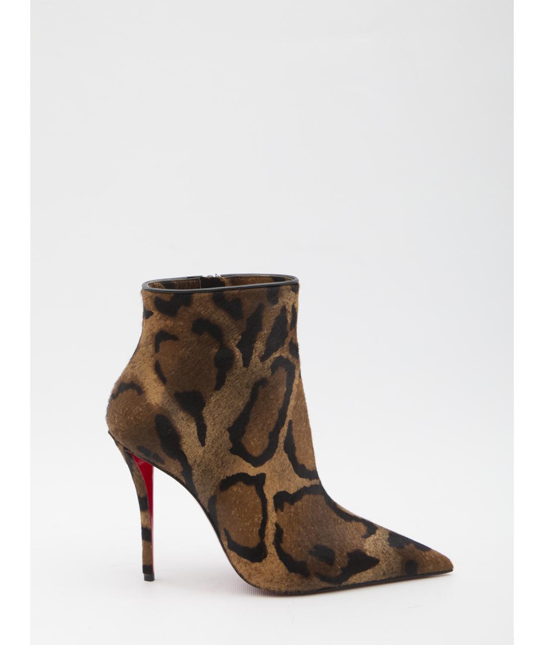 CHRISTIAN LOUBOUTIN Коричневые кожаные ботильоны, фото 6