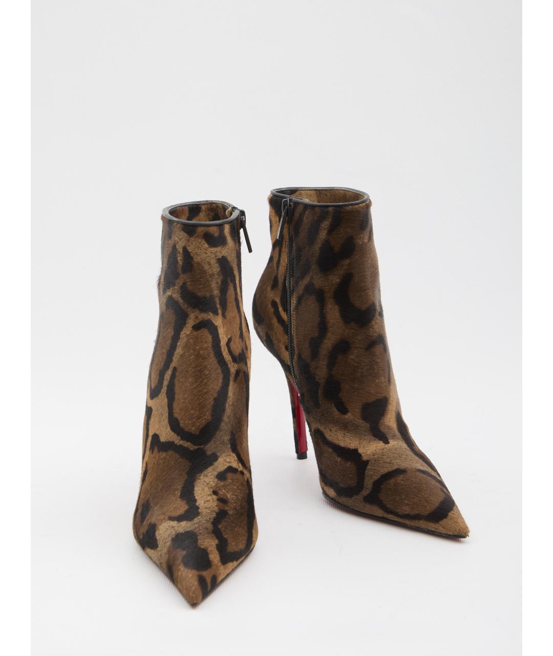 CHRISTIAN LOUBOUTIN Коричневые кожаные ботильоны, фото 5