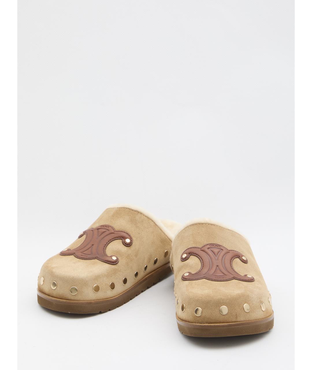 CELINE Бежевые замшевые сабо, фото 5