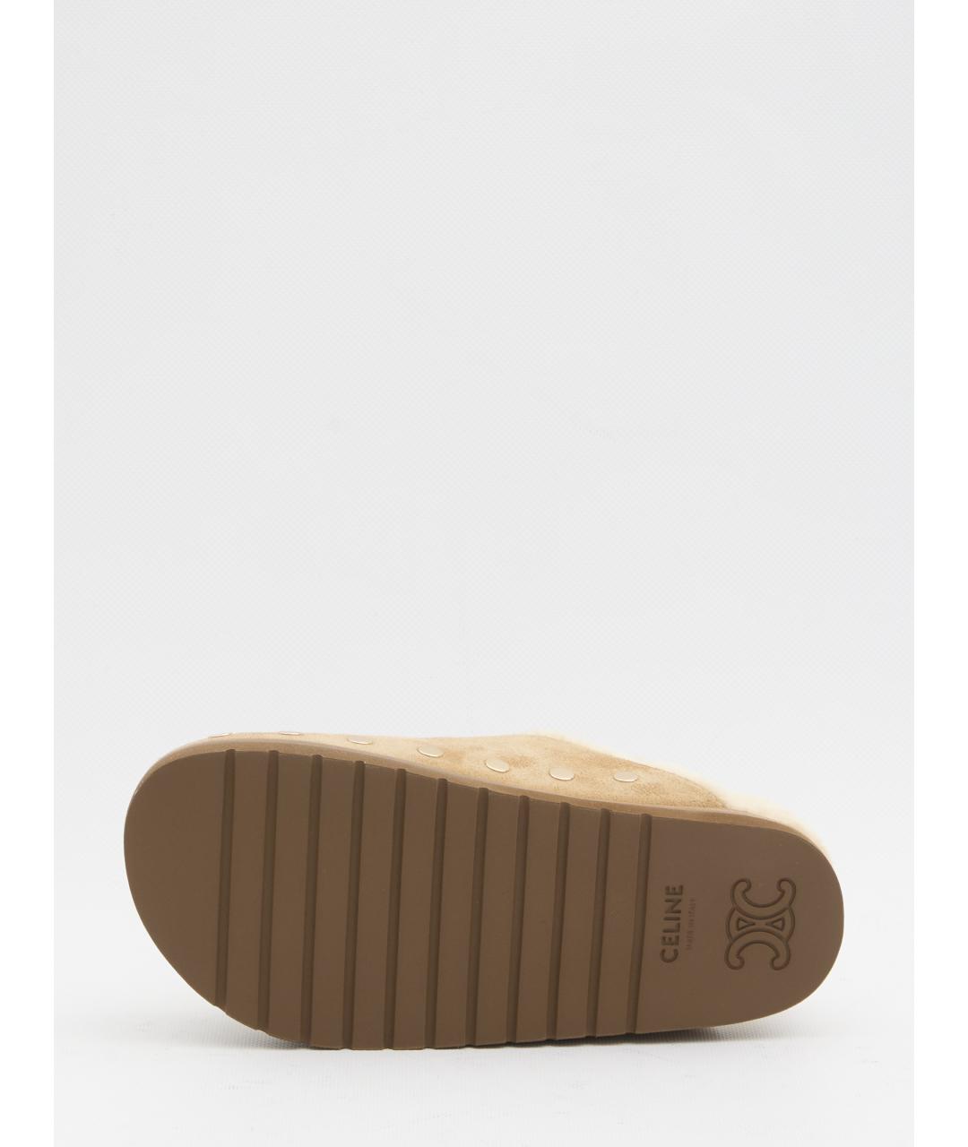 CELINE Бежевые замшевые сабо, фото 4