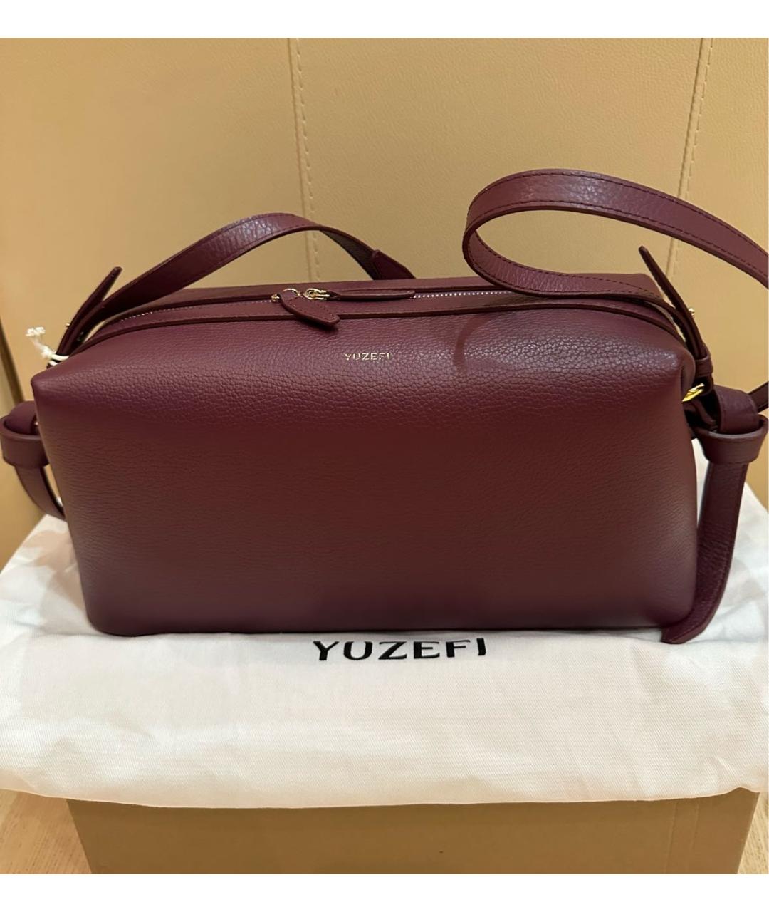 YUZEFI Бордовая кожаная сумка через плечо, фото 3