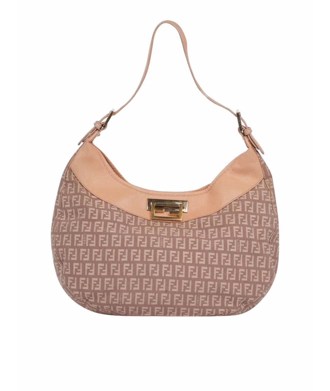 FENDI Бежевая жаккардовая сумка тоут, фото 1