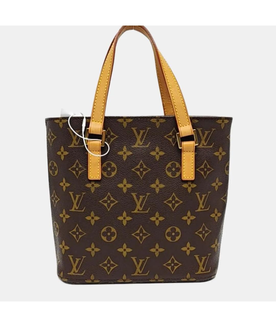 LOUIS VUITTON Коричневая кожаная сумка с короткими ручками, фото 4