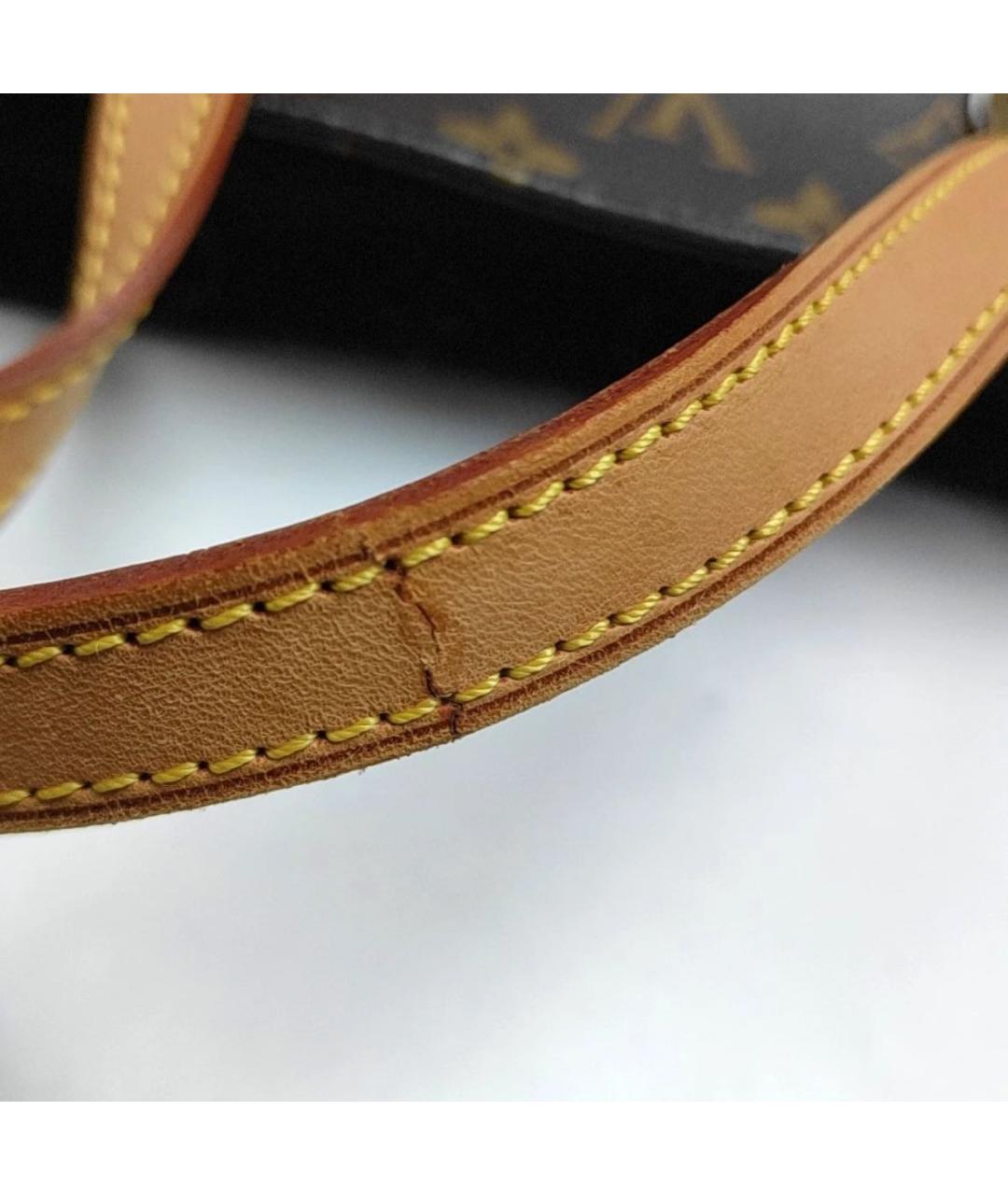 LOUIS VUITTON Коричневая кожаная сумка с короткими ручками, фото 7