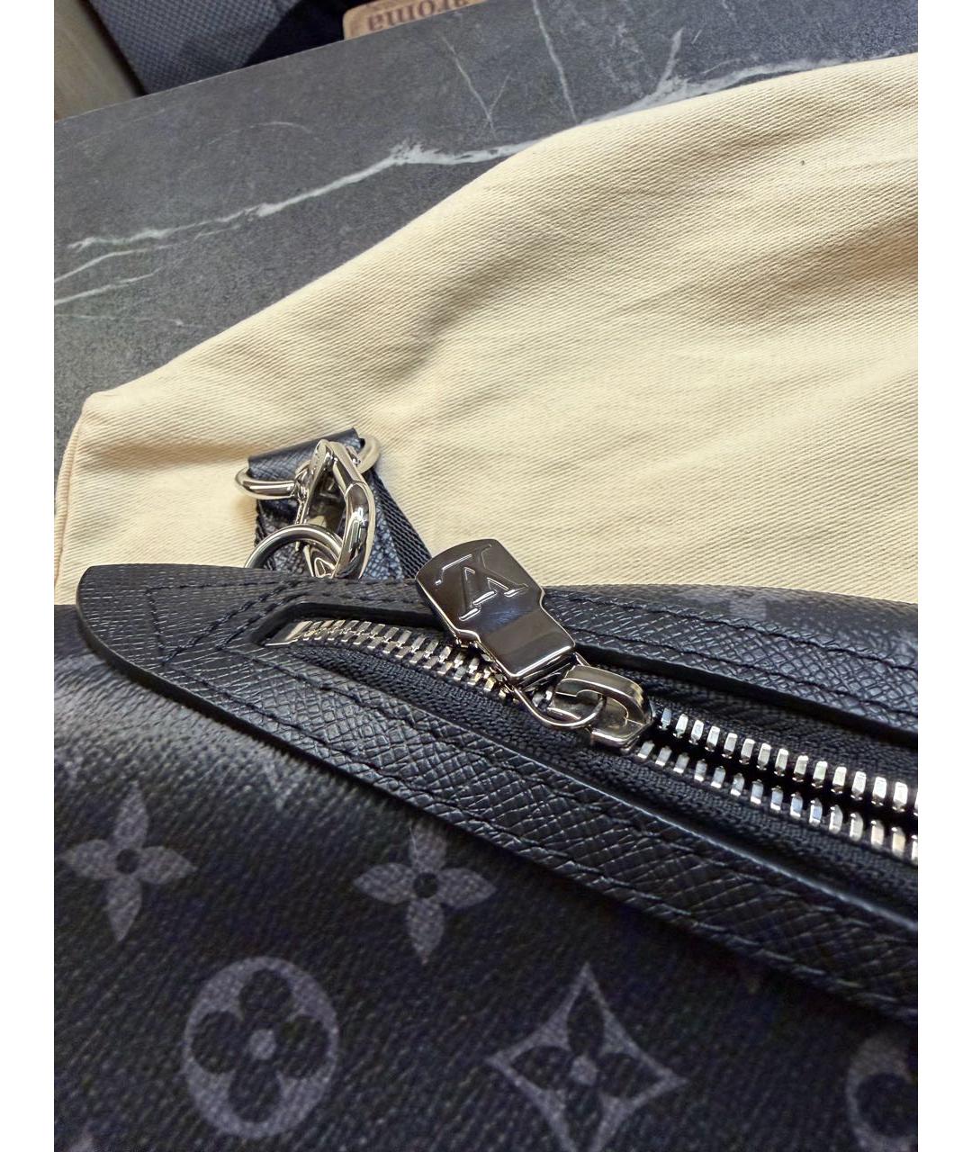 LOUIS VUITTON Антрацитовая кожаная сумка на плечо, фото 4