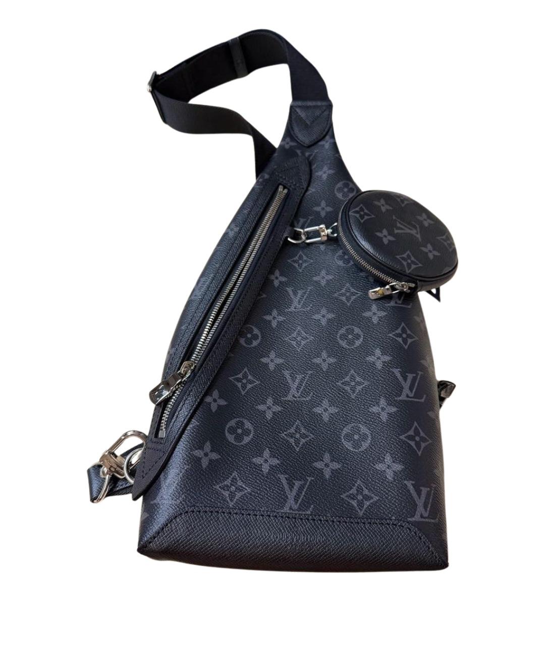 LOUIS VUITTON Антрацитовая кожаная сумка на плечо, фото 1