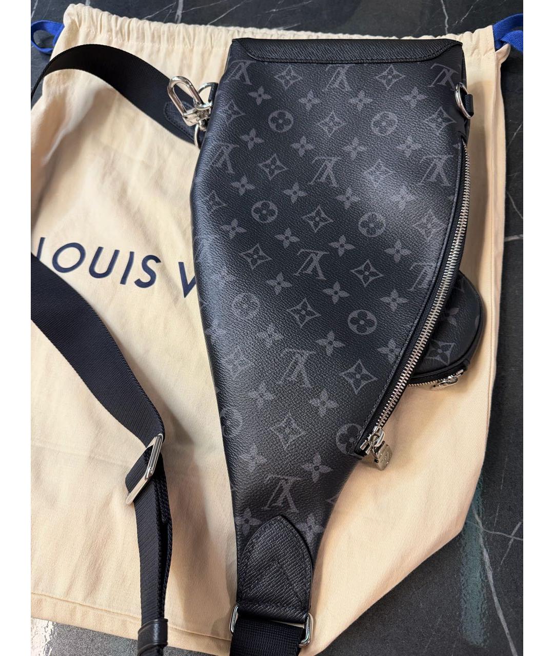 LOUIS VUITTON Антрацитовая кожаная сумка на плечо, фото 2