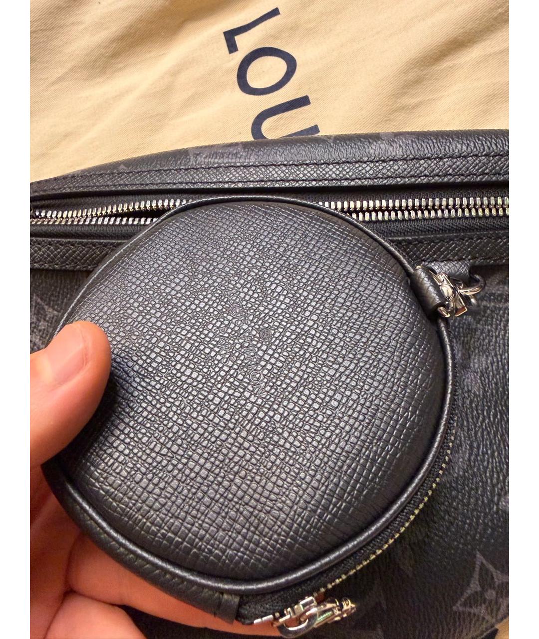 LOUIS VUITTON Антрацитовая кожаная сумка на плечо, фото 5