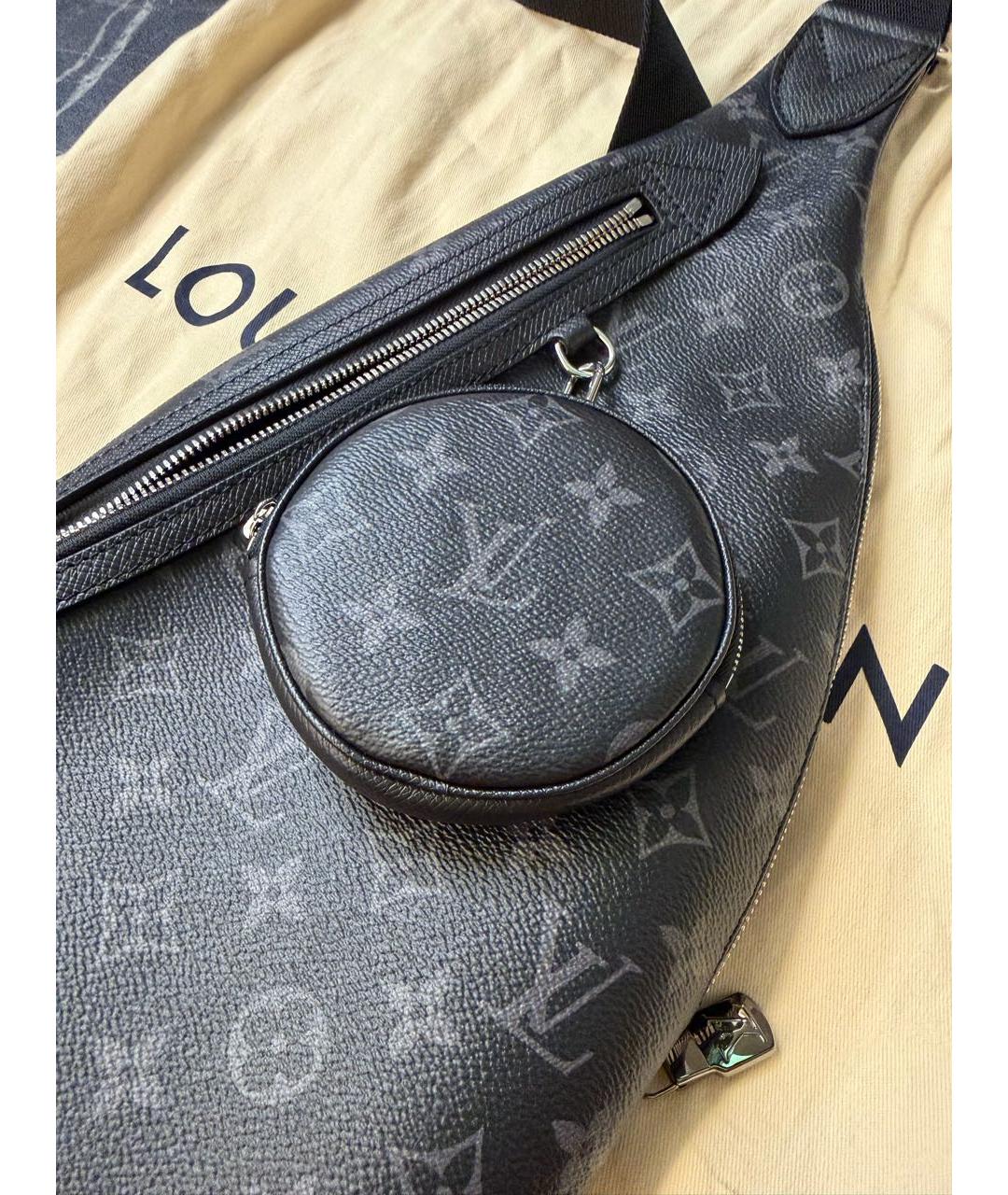 LOUIS VUITTON Антрацитовая кожаная сумка на плечо, фото 3