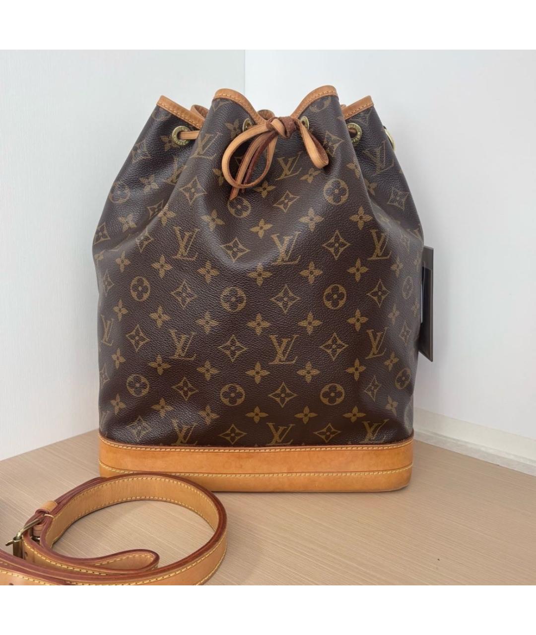 LOUIS VUITTON Коричневая кожаная сумка тоут, фото 8