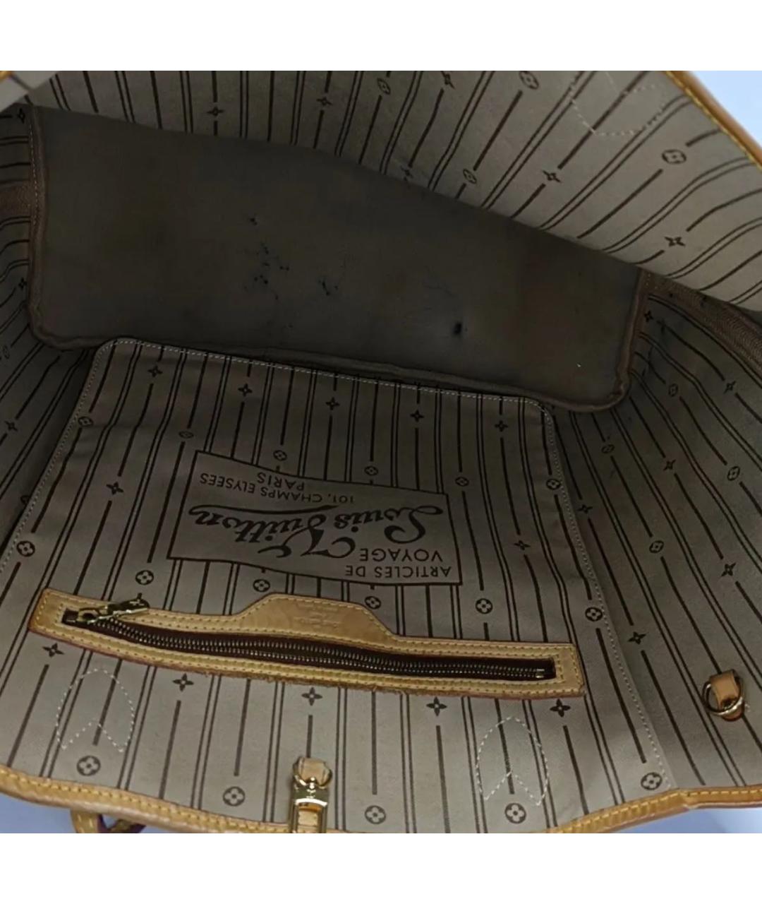 LOUIS VUITTON Коричневая кожаная сумка тоут, фото 6