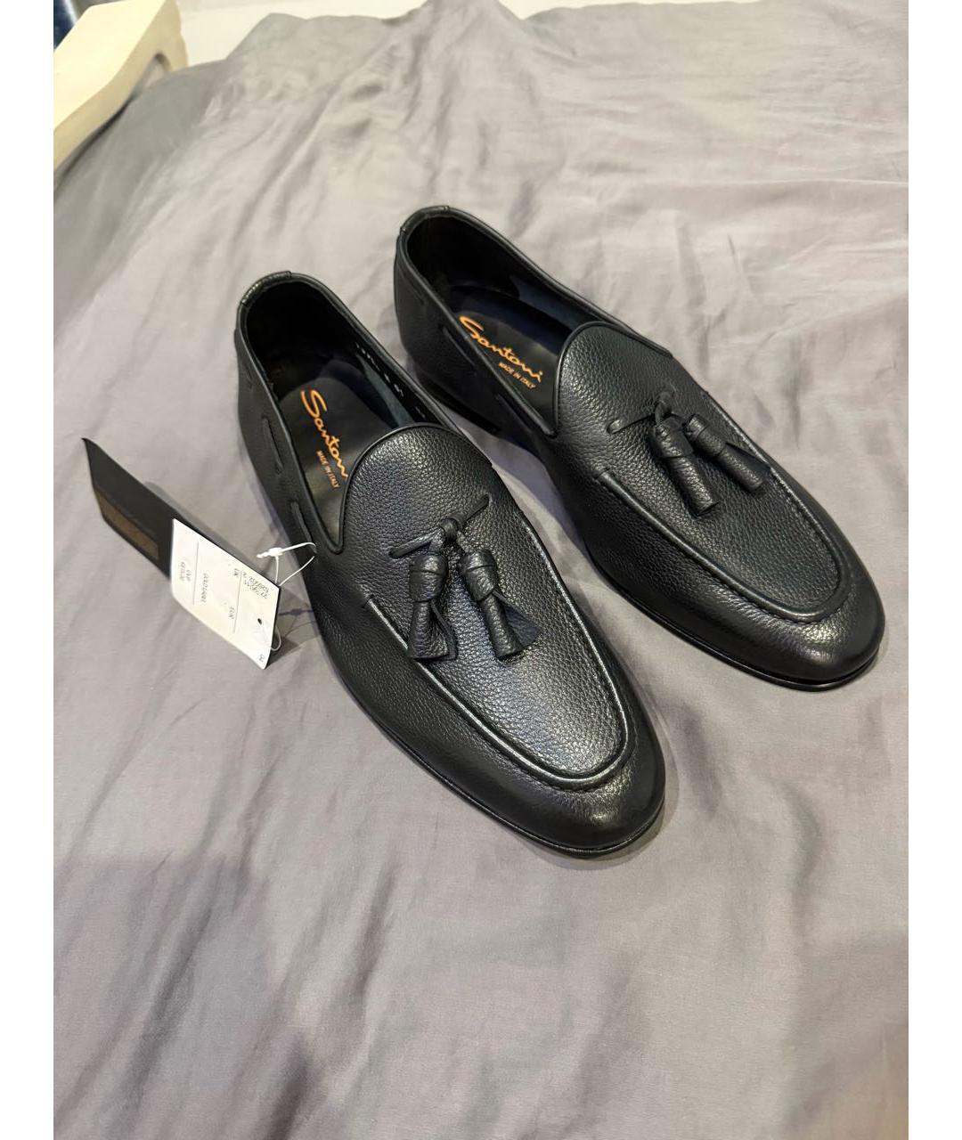 SANTONI Черные кожаные лоферы, фото 7