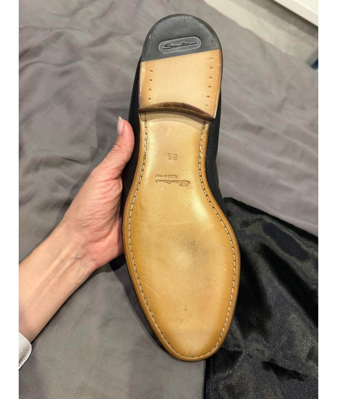 SANTONI Черные кожаные лоферы, фото 6