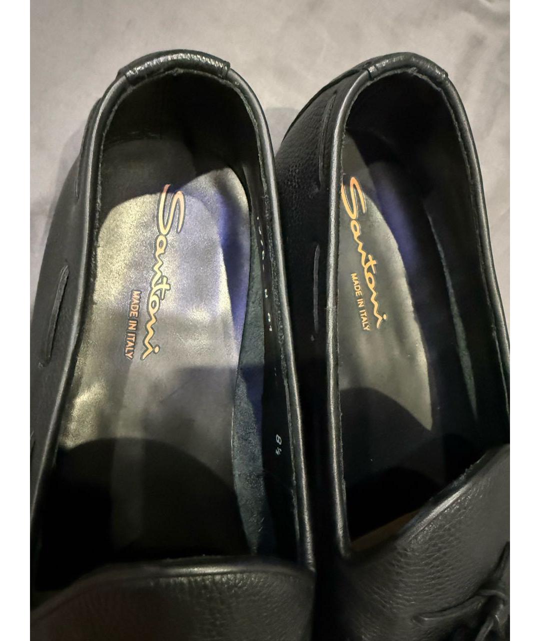 SANTONI Черные кожаные лоферы, фото 4