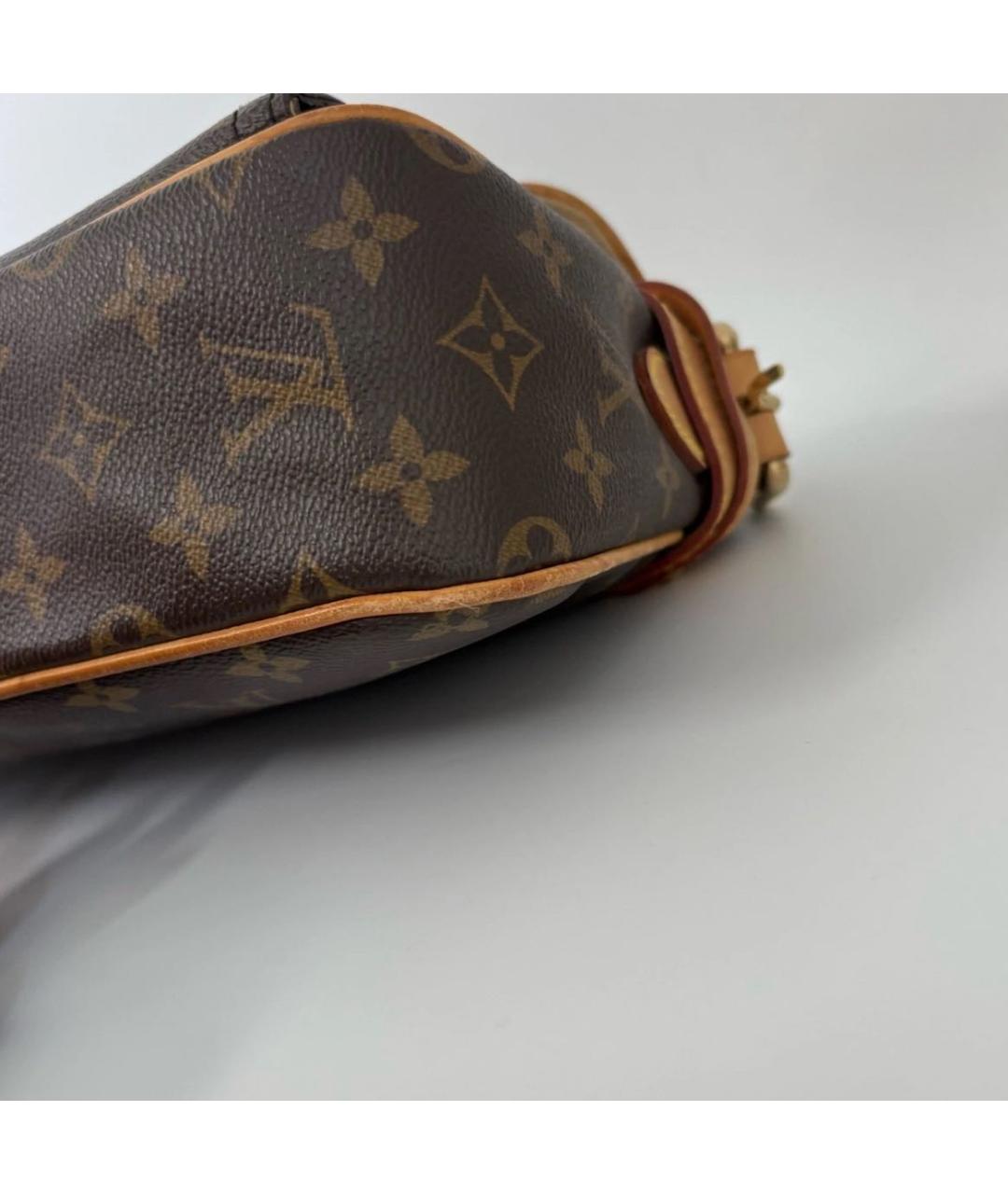 LOUIS VUITTON Коричневая кожаная сумка через плечо, фото 7