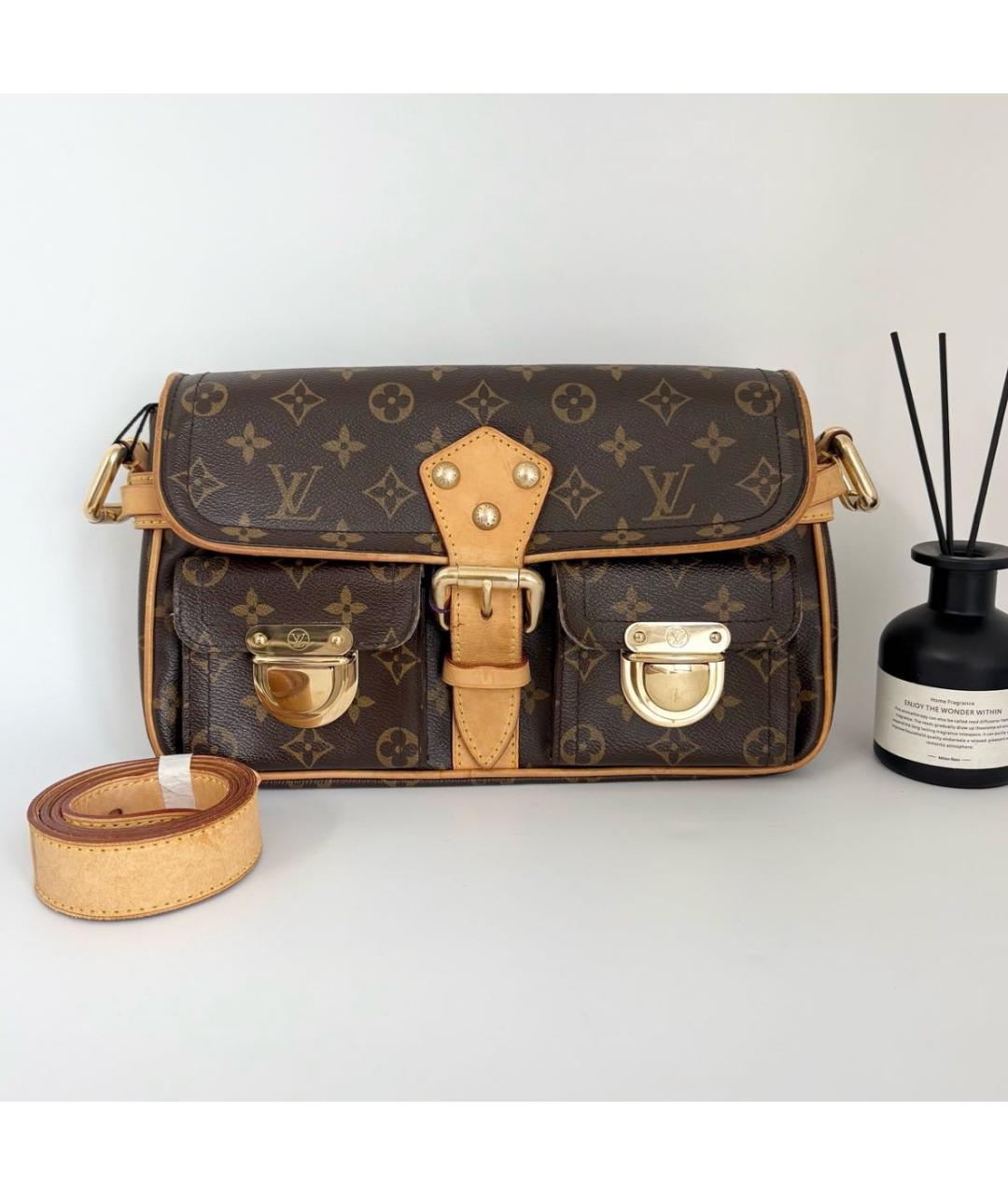 LOUIS VUITTON Коричневая кожаная сумка через плечо, фото 8