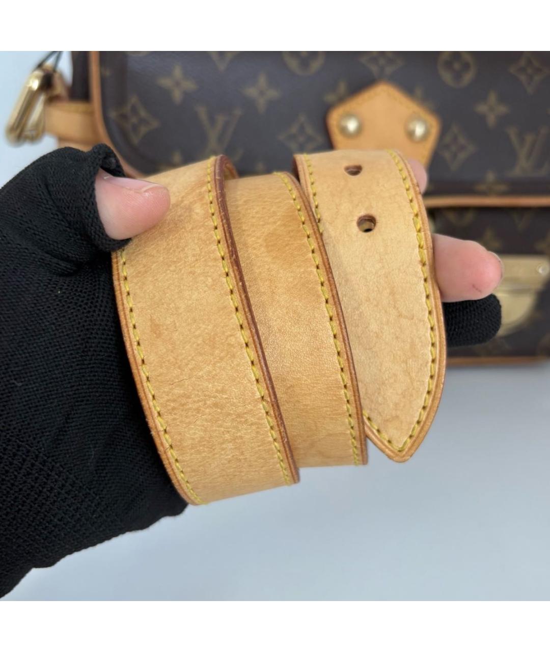 LOUIS VUITTON Коричневая кожаная сумка через плечо, фото 6