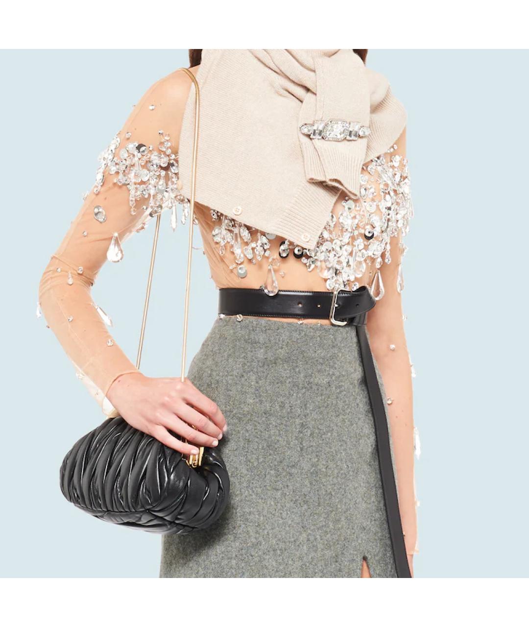 MIU MIU Черная кожаная сумка через плечо, фото 7