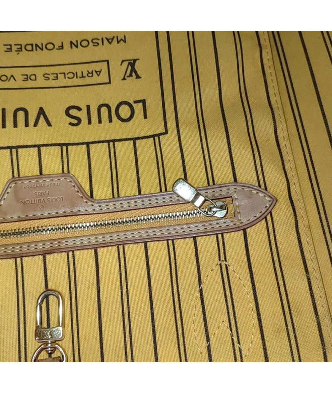 LOUIS VUITTON Коричневая кожаная сумка тоут, фото 7