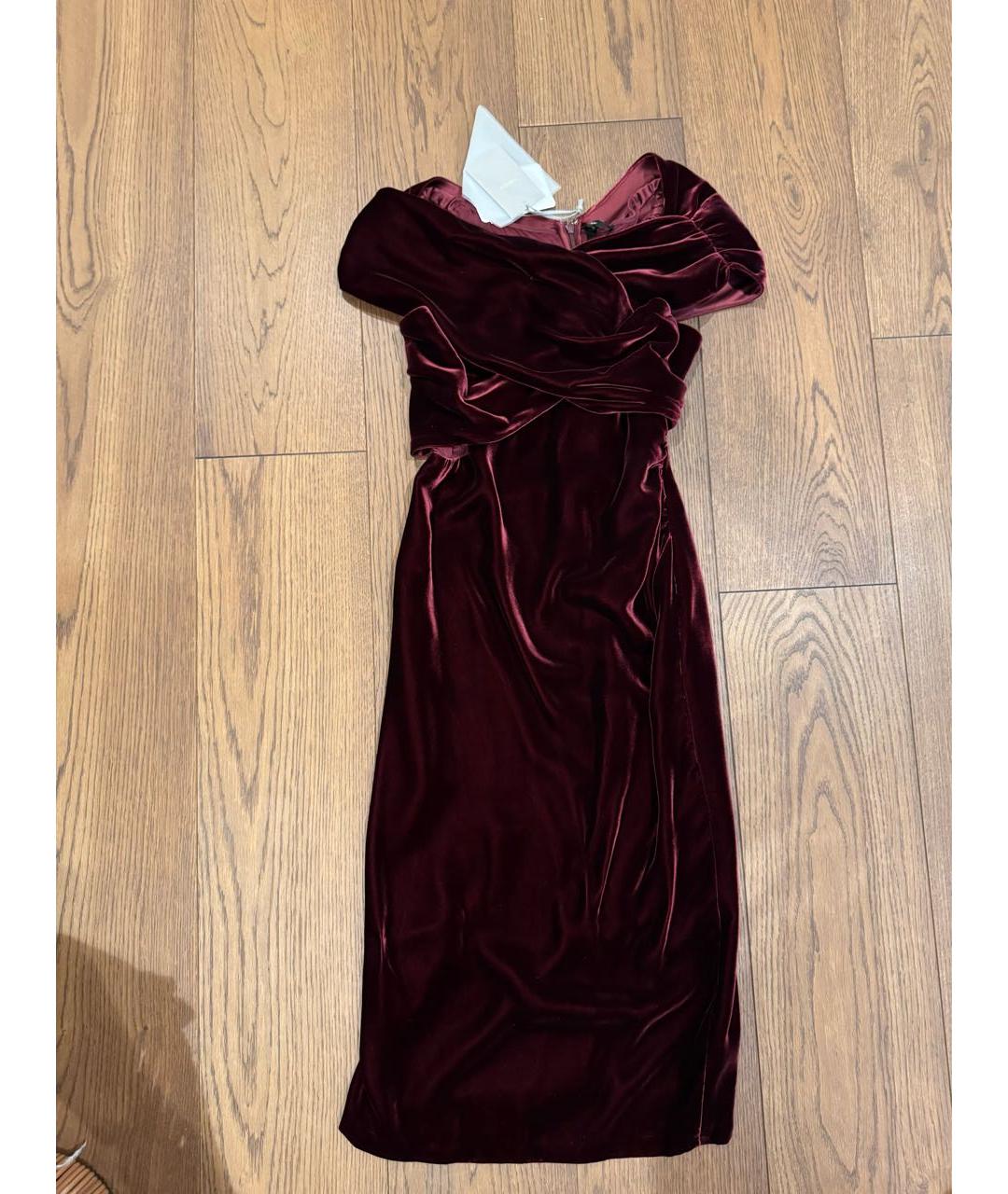 TOM FORD Бордовое бархатное коктейльное платье, фото 7