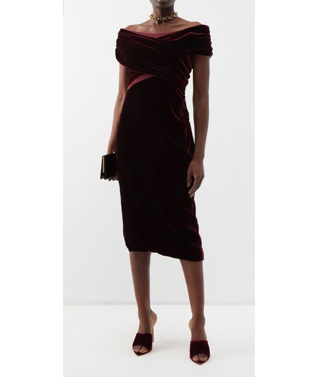 TOM FORD Бордовое бархатное коктейльное платье, фото 2