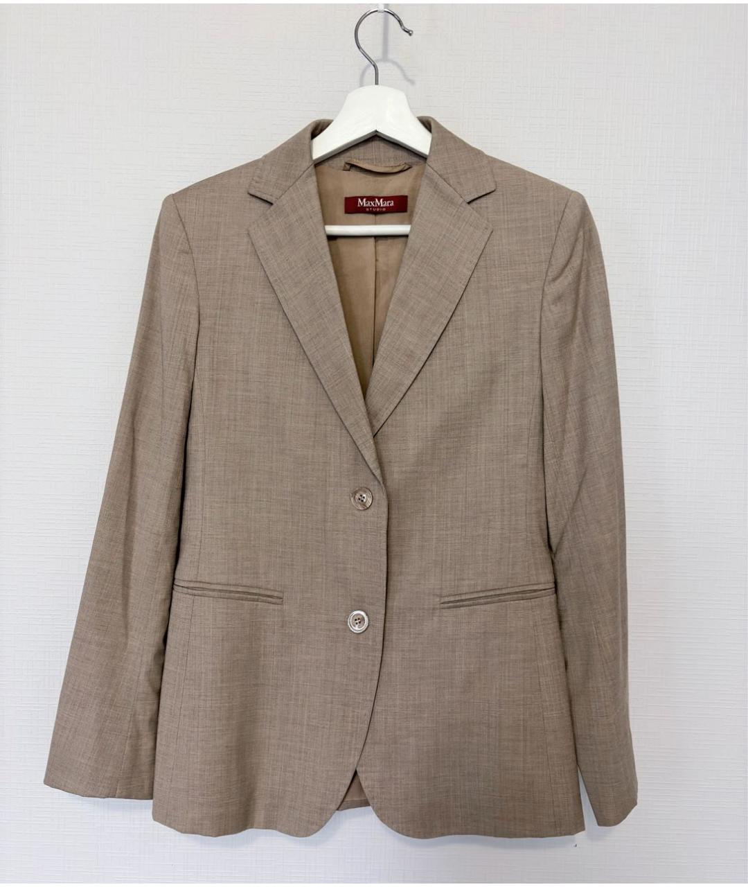 MAX MARA STUDIO Бежевый хлопковый костюм с брюками, фото 9