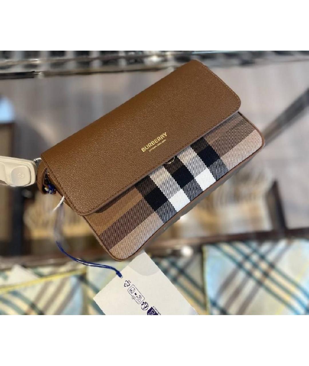 BURBERRY Коричневая кожаная сумка через плечо, фото 2