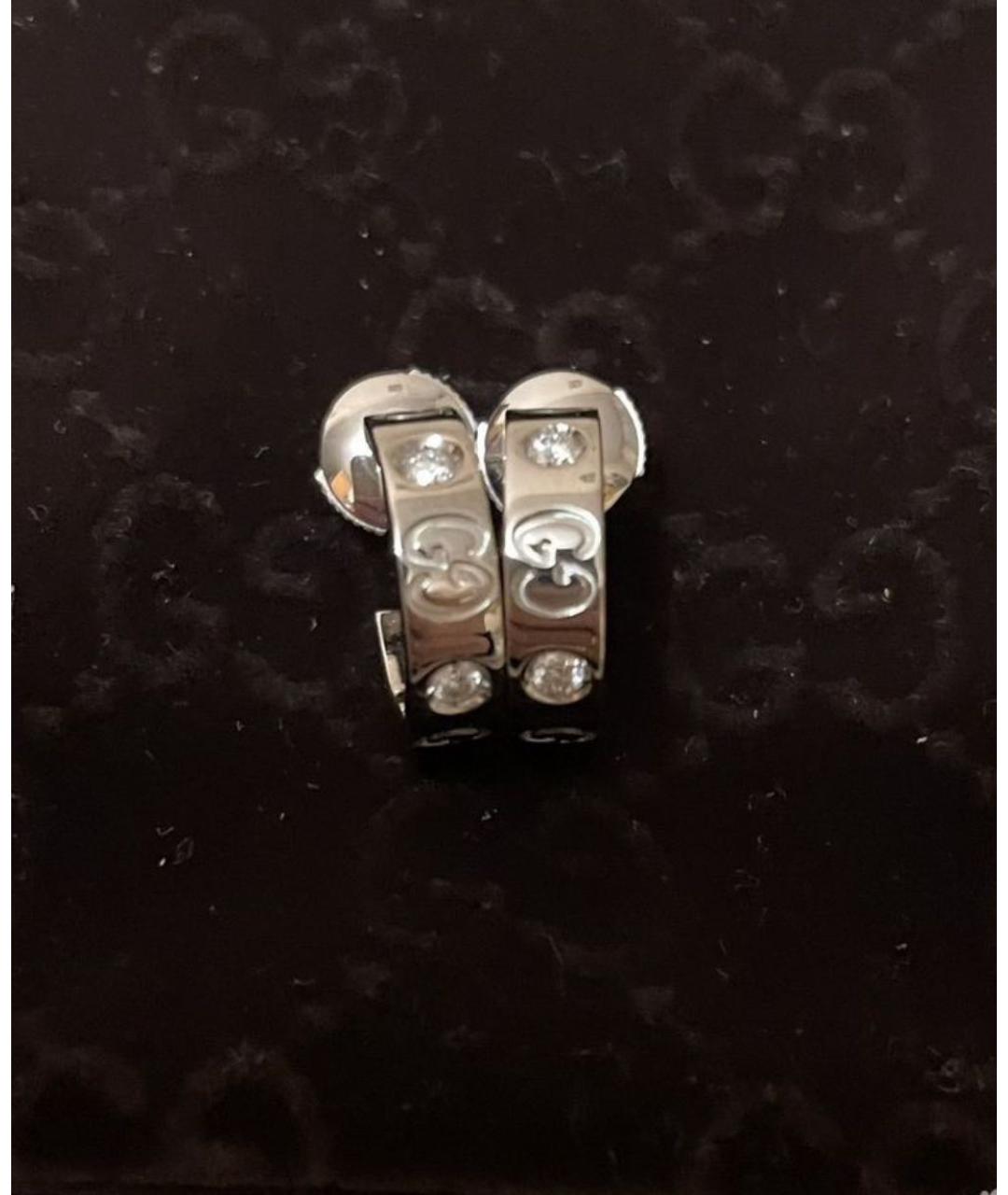 GUCCI Серебряные серьги из белого золота, фото 2