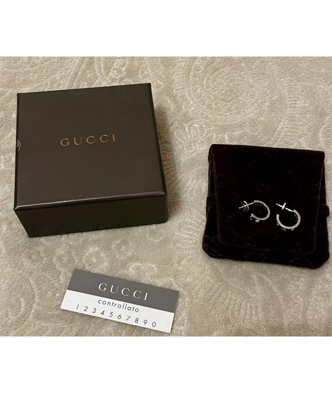 GUCCI Серебряные серьги из белого золота, фото 5