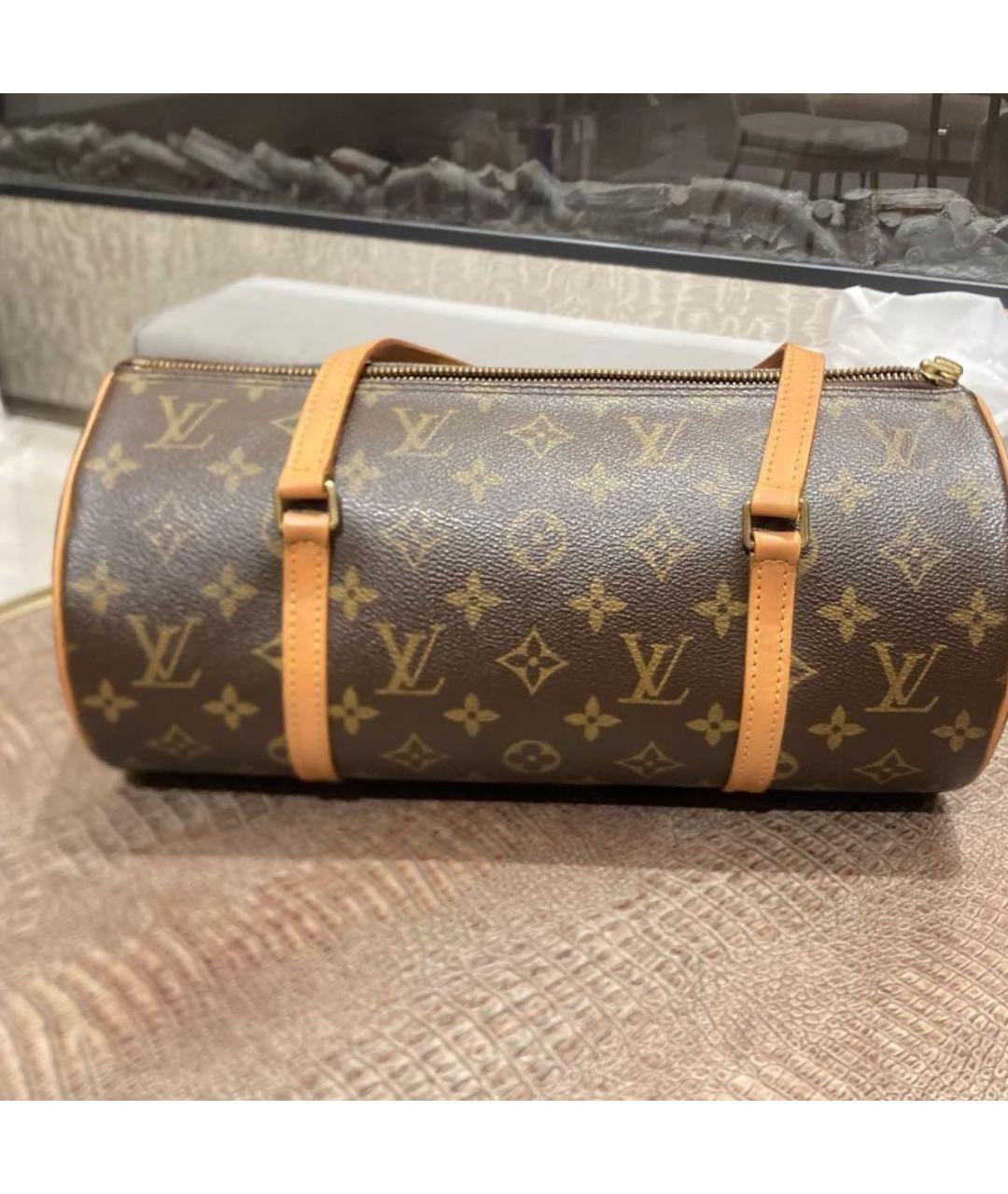 LOUIS VUITTON Коричневая кожаная сумка с короткими ручками, фото 4