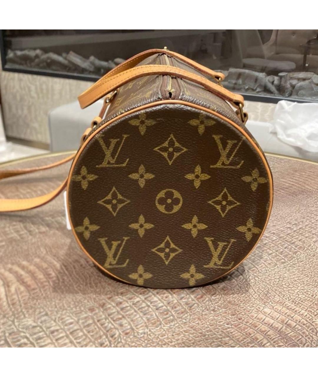 LOUIS VUITTON Коричневая кожаная сумка с короткими ручками, фото 3