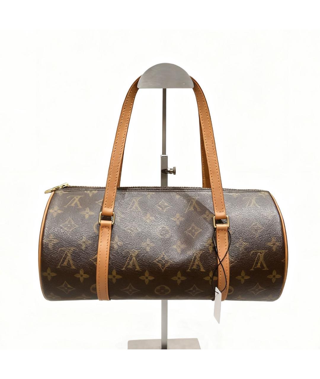 LOUIS VUITTON Коричневая кожаная сумка с короткими ручками, фото 8
